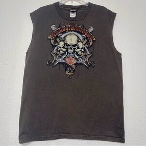 Harley Davidson | Grey 2009 Biker Muscle Shirt